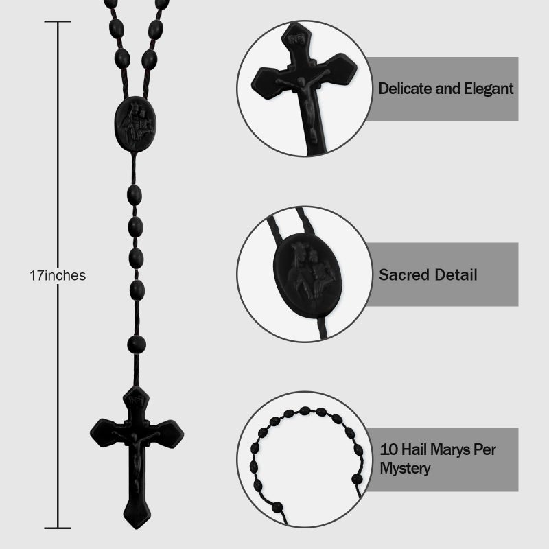 JUXINGDAZYF JUXINDAZYF 17'' Bulk Rosaries, Plastic Rosary Beads 12 Rosary Set (Black) - Image 2