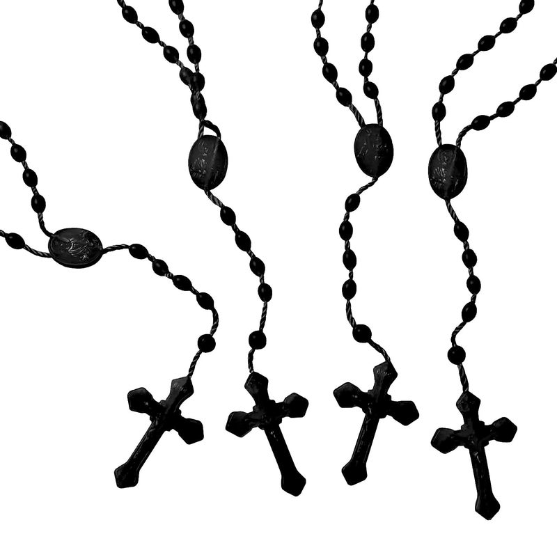 JUXINGDAZYF JUXINDAZYF 17'' Bulk Rosaries, Plastic Rosary Beads 12 Rosary Set (Black) - Image 1