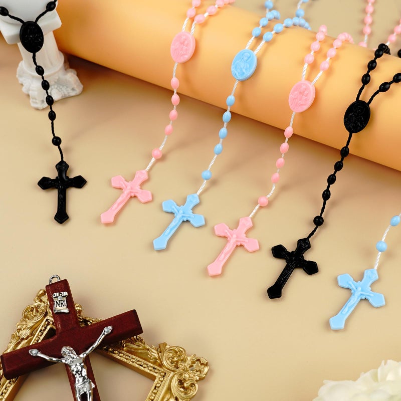JUXINGDAZYF JUXINDAZYF 17'' Bulk Rosaries, Plastic Rosary Beads 12 Rosary Set (Black) - Image 3