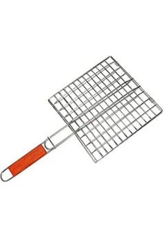 Raxoom Large Stainless Steel Lightweight Barbecue, Fish, Meat Basket/Grill with Red Wooden Handle-Flexible and Lockable Basket/Grill Grate-Rust Free-Silver Grills  - Image 1