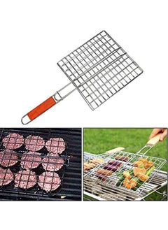 Raxoom Large Stainless Steel Lightweight Barbecue, Fish, Meat Basket/Grill with Red Wooden Handle-Flexible and Lockable Basket/Grill Grate-Rust Free-Silver Grills  - Image 3