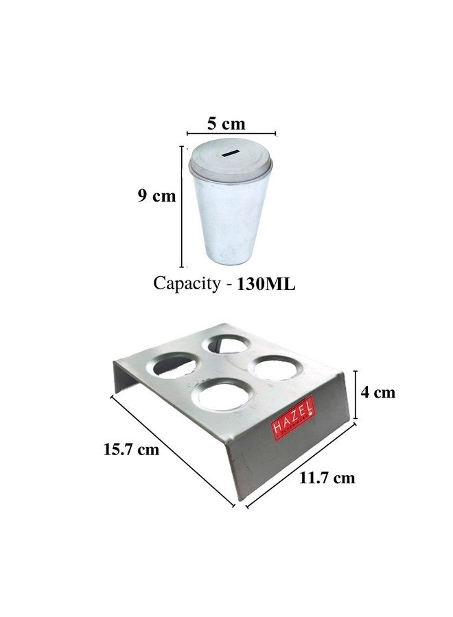 Hazel قالب كولفي من الألمنيوم القابل لإعادة الاستخدام من هازيل | (قالب كولفي - 5 × 9 سم، حامل كولفي - 15.7 × 11.7 × 4 سم) صانع كولفي للأطفال والبالغين | قالب حلوى منزلي (مجموعة 4 قطع مخروطية مع حامل (غطاء ثقب)) - Image 4