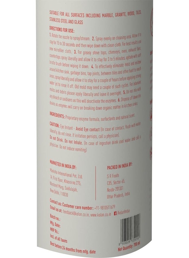 Kolan Kitchen Cleanser 700ml | Organic Multi-Enzyme Formula, Eco-Friendly Biodegradable | No Bleach, Chemical Free | Removes Fats, Oils, Grease, Grime & Watermark Stains - Image 4