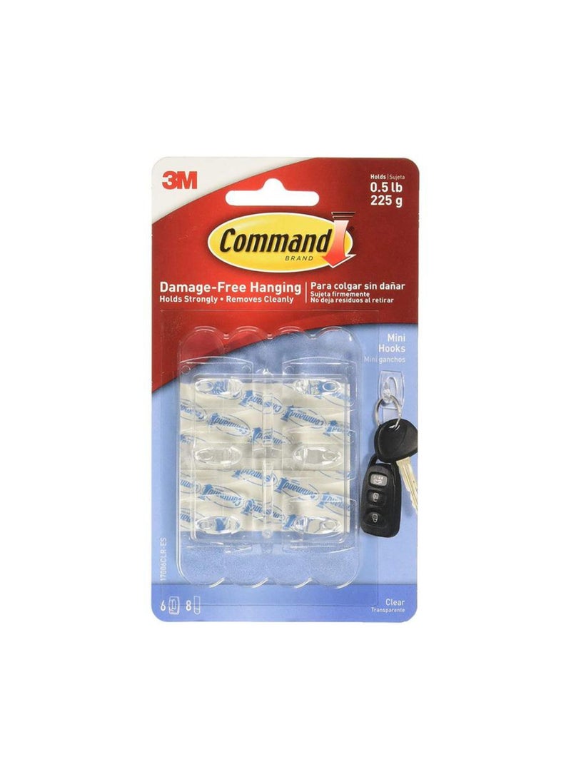 ACE 3M Command Clear Mini Hooks With Clear Strips