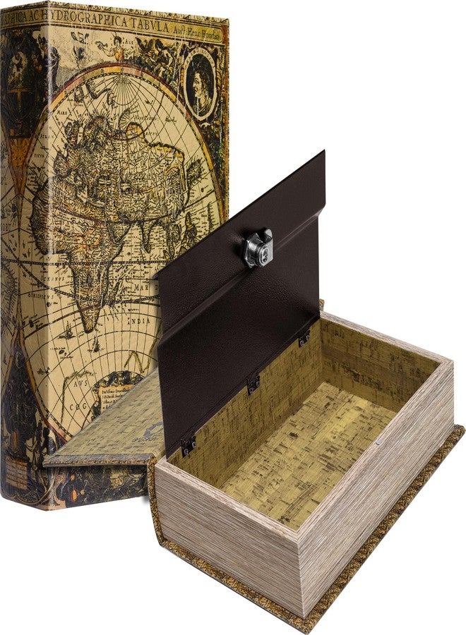 Barska Antique Map Book Safe with Key Lock - Hidden Diversion Lock Box with Magnetic Closure - Concealed Steel Compartment for Cash, Jewelry, and Valuables - Home or Office Security - Image 1