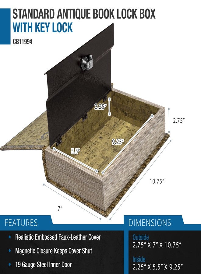 Barska Antique Map Book Safe with Key Lock - Hidden Diversion Lock Box with Magnetic Closure - Concealed Steel Compartment for Cash, Jewelry, and Valuables - Home or Office Security - Image 2
