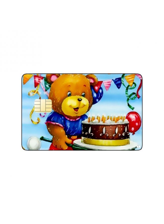 RKN PRINTED BANK CARD STICKER Cute Bear Drawing With Cake - Image 1