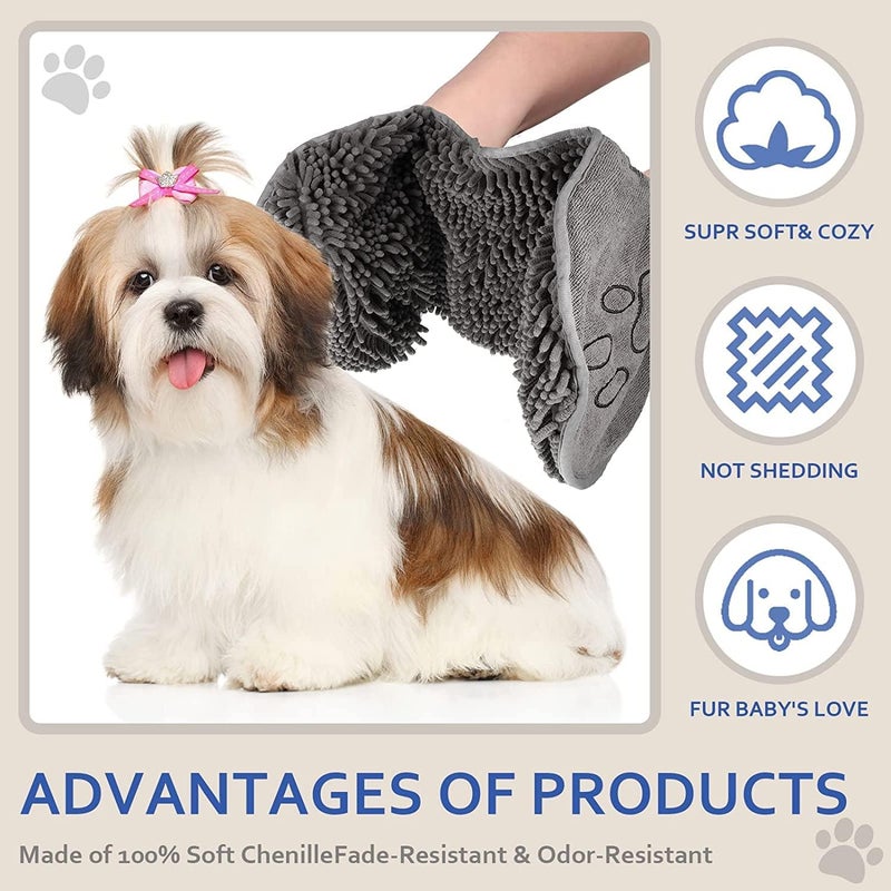 RAMPKD Microfiber Ultra Soft&Absorbent Grooming Towel for Drying Medium&Large Dogs&Cats of All Breeds,Quickly with Hand Pockets for Wet Pets,Perfect Handling&Grip for Bath/Rain/Beach,Polished,Grey - Image 3