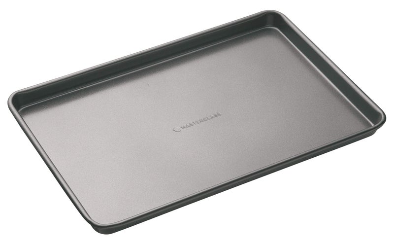 MasterClass Large Baking Tray with PTFE PFOA and BPA Free Non Stick Robust 1mm Thick Carbon Steel 39 x 27 cm Grey