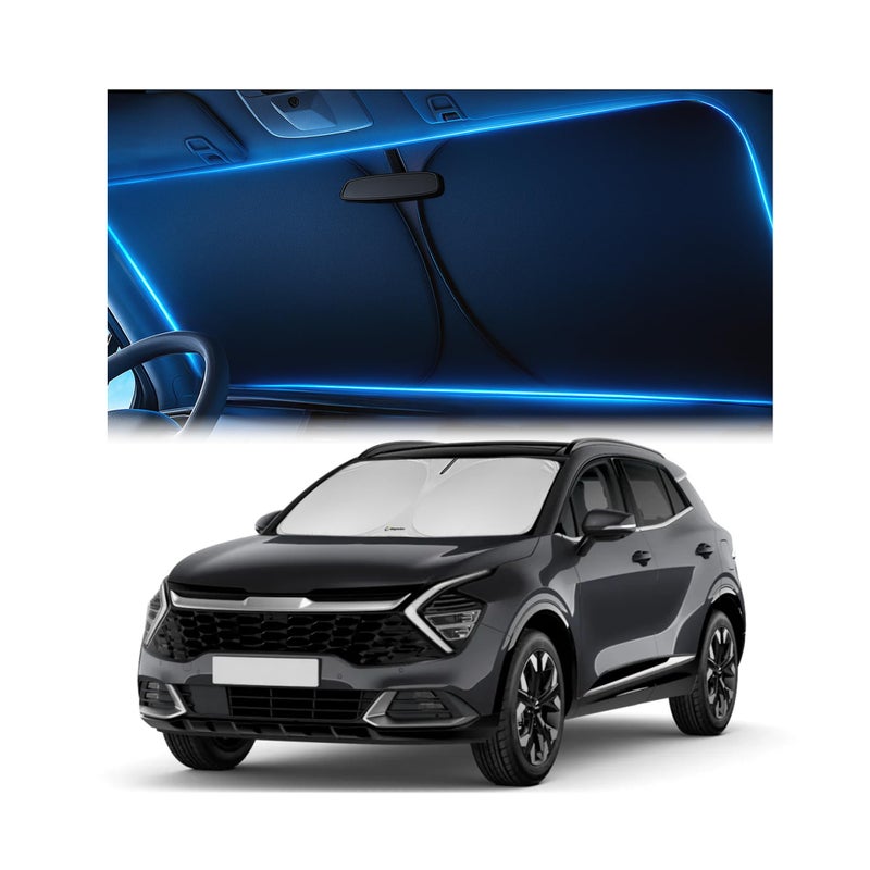Magnelex Windshield Sunshade for Kia Sportage 2023 2024 2025 2026 - Innovative No-Light-Pass Technology, Mirror Cut-Out, Blocks 99% UV Rays, Fade-Resistant, Easy-Fold Sportage Windshield Sun Shade - Image 1