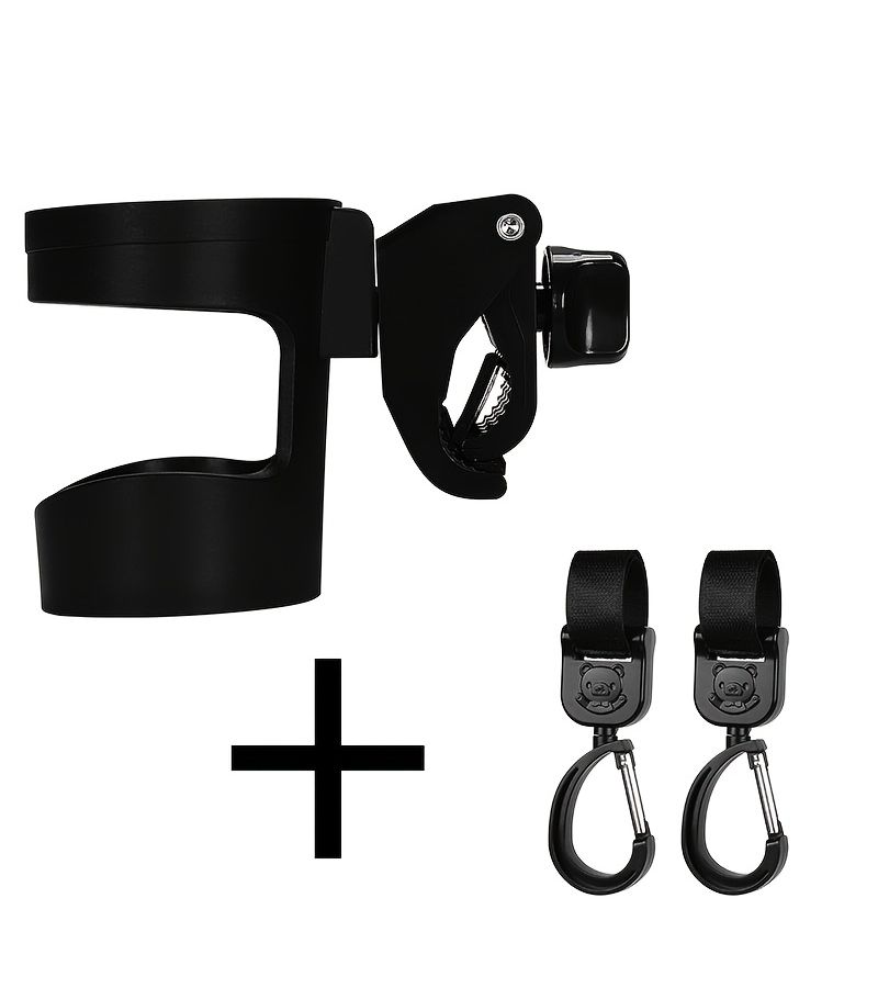 One Cup Holder With Two Hooks 360 Rotating Non Slip Tray Universal Stroller And Bike Mount - Image 1