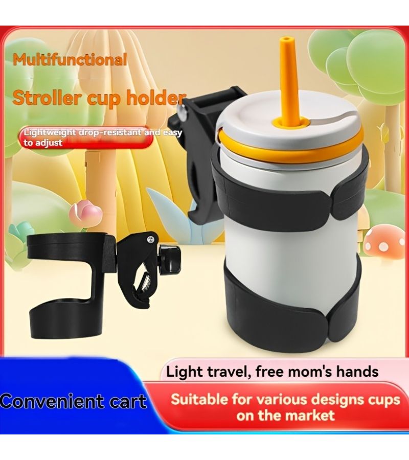 One Cup Holder With Two Hooks 360 Rotating Non Slip Tray Universal Stroller And Bike Mount - Image 2