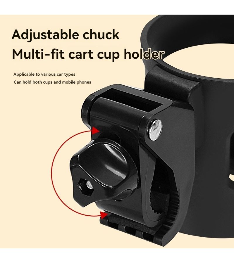 One Cup Holder With Two Hooks 360 Rotating Non Slip Tray Universal Stroller And Bike Mount - Image 4