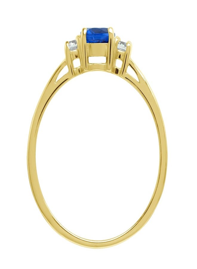 Silvershake 5MM Petite Created Round Shape Blue Sapphire 18K Yellow Gold Plated 925 Sterling Silver Promise Ring September Gemstone Birthstone Jewelry for Women Size 7 - Image 4