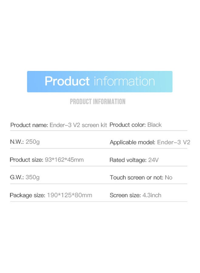 NIBEMINENT Ender-3 V2 Color HD Display Screen Kit - 4.3 Inch Black - Image 3