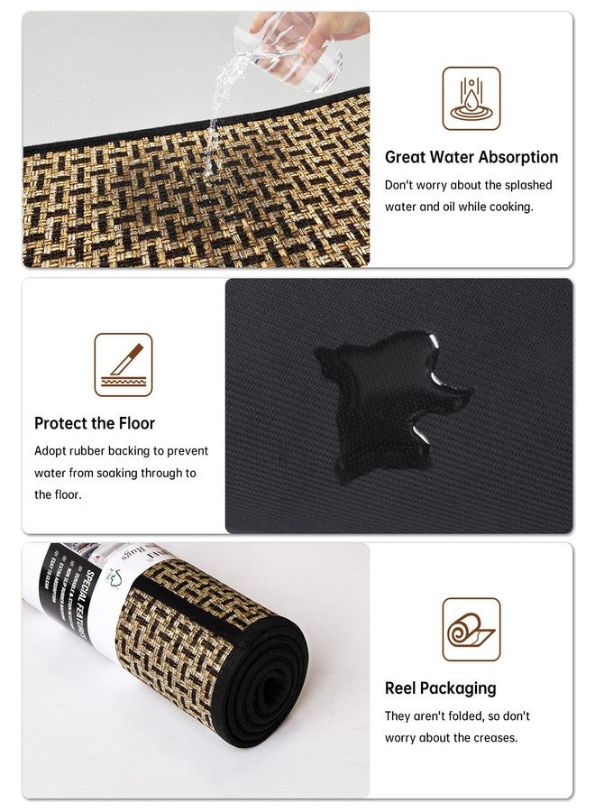 eqivei Kitchen Rugs and Mats Non Skid Washable Set of 2 PCS, Absorbent Runner Rugs for Kitchen, Front of Sink, Kitchen Mats for Floor, 17.3"x 47"+17.3"x 29" (Black) - Image 4