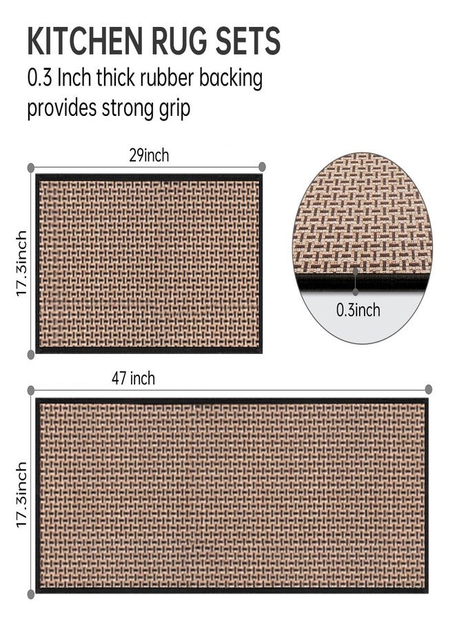 eqivei Kitchen Rugs and Mats Non Skid Washable Set of 2 PCS, Absorbent Runner Rugs for Kitchen, Front of Sink, Kitchen Mats for Floor, 17.3"x 47"+17.3"x 29" (Black) - Image 2