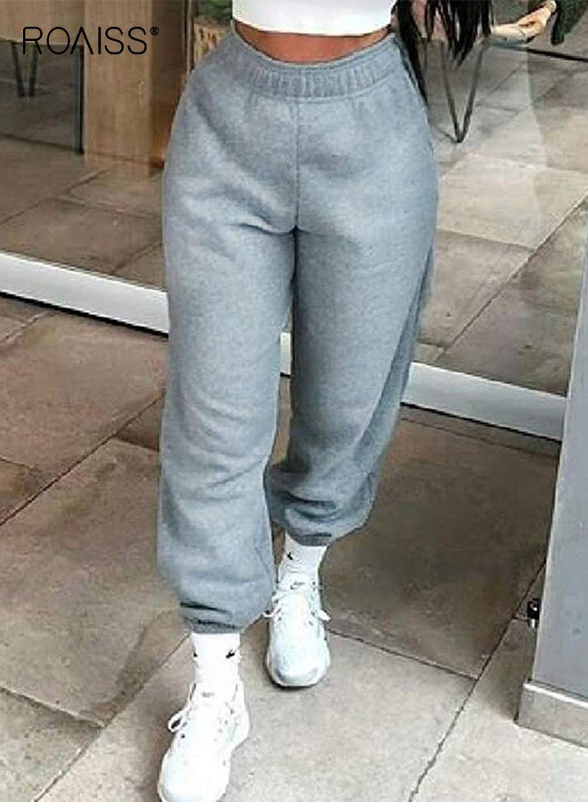 رويس بنطلون رياضي نسائي بجيوب من الأسفل بقصة ضيقة وخصر مرتفع مناسب للصالة الرياضية، بنطلون رياضي مريح، بنطلون بسيط غير رسمي وفضفاض للاسترخاء في المنزل - Image 2