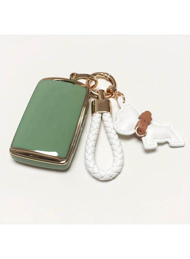 Green TPU Key Fob Cover Protector with Keychain for 3 4 Button Smart Key - Image 5