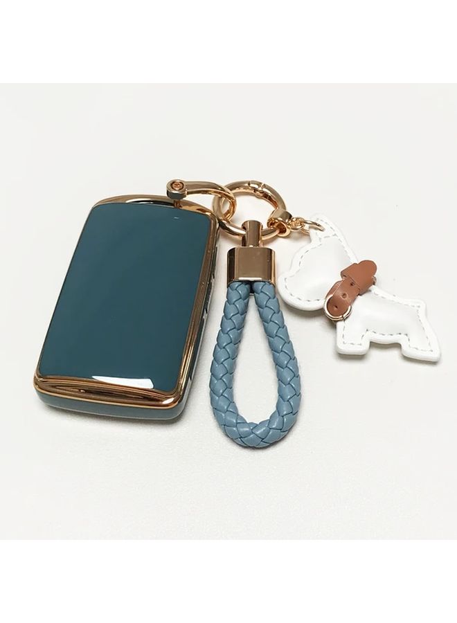 Green TPU Key Fob Cover Protector with Keychain for 3 4 Button Smart Key - Image 2