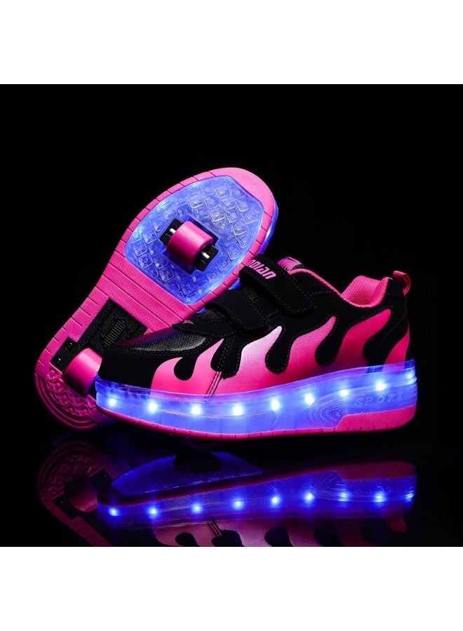 Kids Rechargeable LED Light-Up Roller Skates - Dual Wheel Design