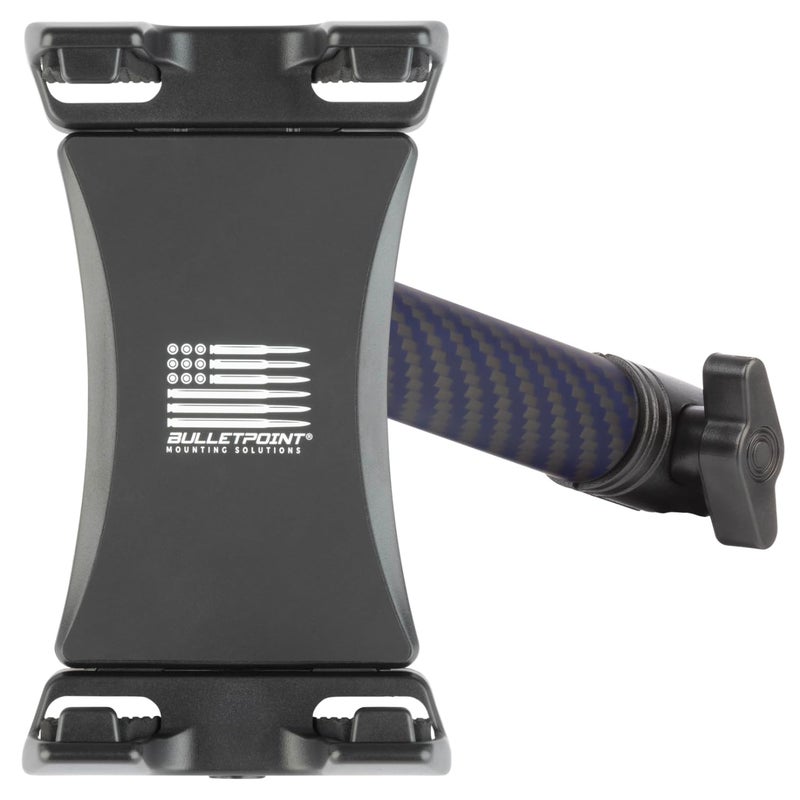 Bulletpoint Mounting Solutions Universal Tablet Mount for Truck Compatible with Apple iPad Samsung Tablets 20mm Integrated Ball with 7cm Matte Carbon Fiber Kevlar Mounting Arm