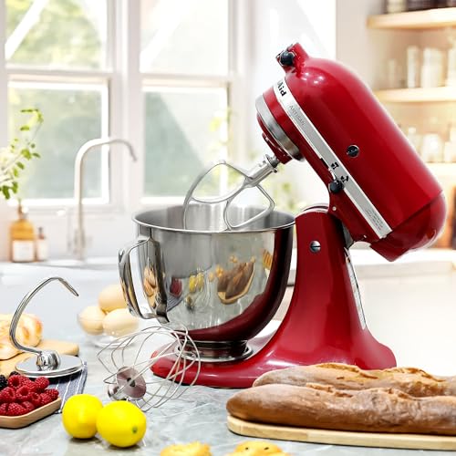 Wiselet Stainless Steel Accessories for KitchenAid 4.5-5 Qt Tilt Head Stand Mixer, Includes 6 Wire Whisk, Flat Beater, Dough Hook for KitchenAid, Dishwasher Safe and Heavy Duty, Fits for KSM45, KSM150 - Image 5
