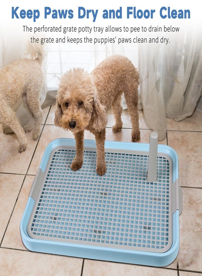 CUHIOY Dog Potty Tray Toilet 20"x14" - Indoor Pee Pad Holder with 8pcs Training Pads, Puppy Mesh Potty with Secure Latch for Small Medium Puppies - Blue - Image 5