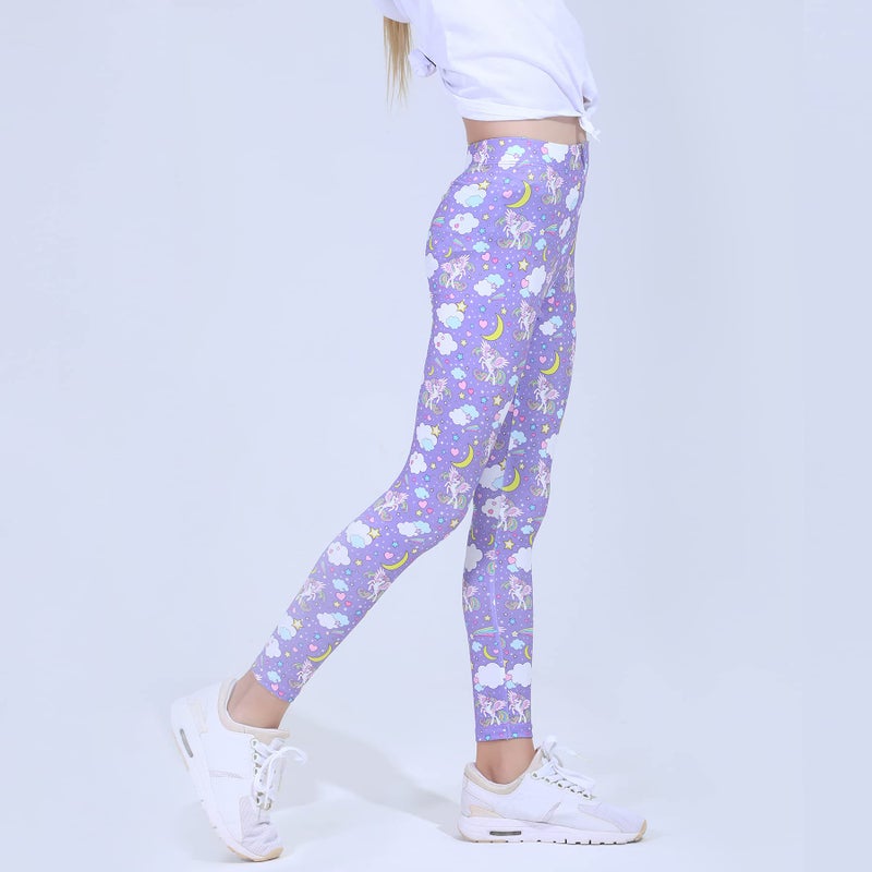 Quedoris Girls 3-Pack Printed Leggings Unicorn Kingdom/Sky/Galaxy Unicorn 130Y - Image 4