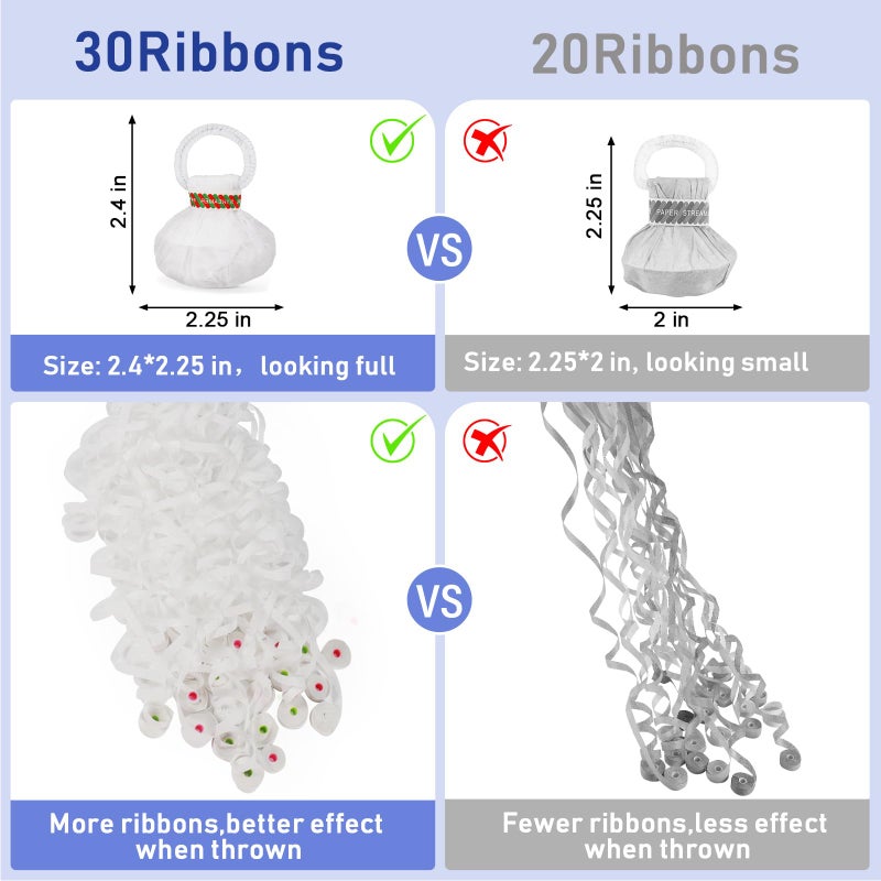 GAILROSO 12pack No Mess Streamers,Romantic White Confetti Poppers for Wedding Send Off,Hand Throw Confetti Streamers For Birthday,Party Celebrations,Graduation,Party Favors Shows(White 12pack) - Image 2