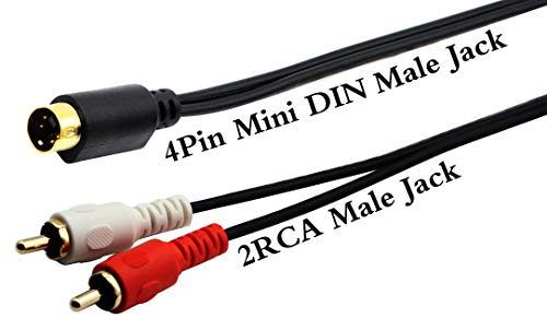 zdyCGTime S-Video 4 Pin Mini DIN Y Splitter Cable Gold Plated Combo 4 Pin Mini DIN S-Video Male to 2 RCA Male Audio Y Splitter Extension Adapter Cable(5ft/1.5M) - Image 3