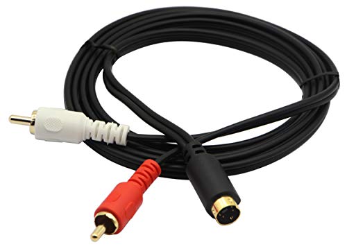 zdyCGTime S-Video 4 Pin Mini DIN Y Splitter Cable Gold Plated Combo 4 Pin Mini DIN S-Video Male to 2 RCA Male Audio Y Splitter Extension Adapter Cable(5ft/1.5M) - Image 1