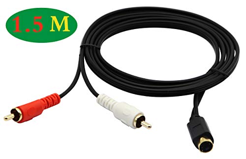 zdyCGTime S-Video 4 Pin Mini DIN Y Splitter Cable Gold Plated Combo 4 Pin Mini DIN S-Video Male to 2 RCA Male Audio Y Splitter Extension Adapter Cable(5ft/1.5M) - Image 2