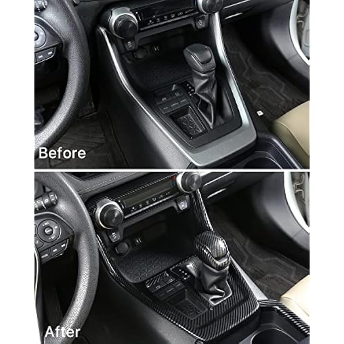 ريحني لفئة RAV4 2024 2023 للوحة حماية ناقل الحركة 2023 حاملة الأكواب وتغطية مقبض ناقل الحركة وغطاء الكونسول المركزي الداخلي واقيات مضادة للخدش للأعوام 2022 2021 و2020 و2019 تويوتا RAV4 الرياضية من ألياف الكربون 2022 2021 و2020 2019 - Image 4