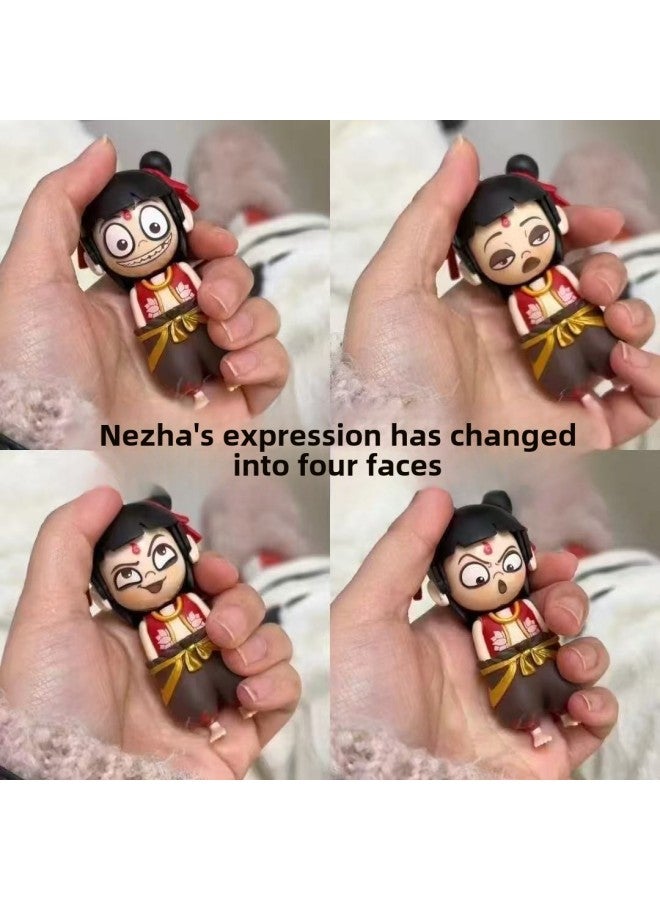Shake Tone With Shake Head Which Doll Press Head To Face Doll Expression Package Ornaments Trendy Play Doll Toy-Specifications:Face-changing Nezha (random Expression) (with Keychain Or Strap Randomly)  - Image 4