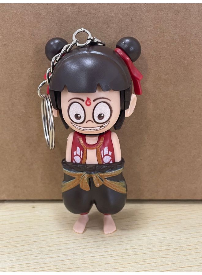 Shake Tone With Shake Head Which Doll Press Head To Face Doll Expression Package Ornaments Trendy Play Doll Toy-Specifications:Face-changing Nezha (random Expression) (with Keychain Or Strap Randomly)  - Image 1