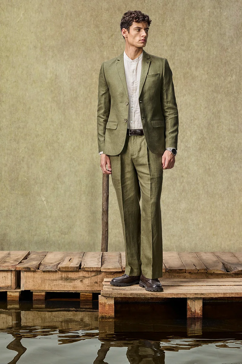 SNITCH بنطلون بدلة فاخر من الكتان لنادي اليخوت