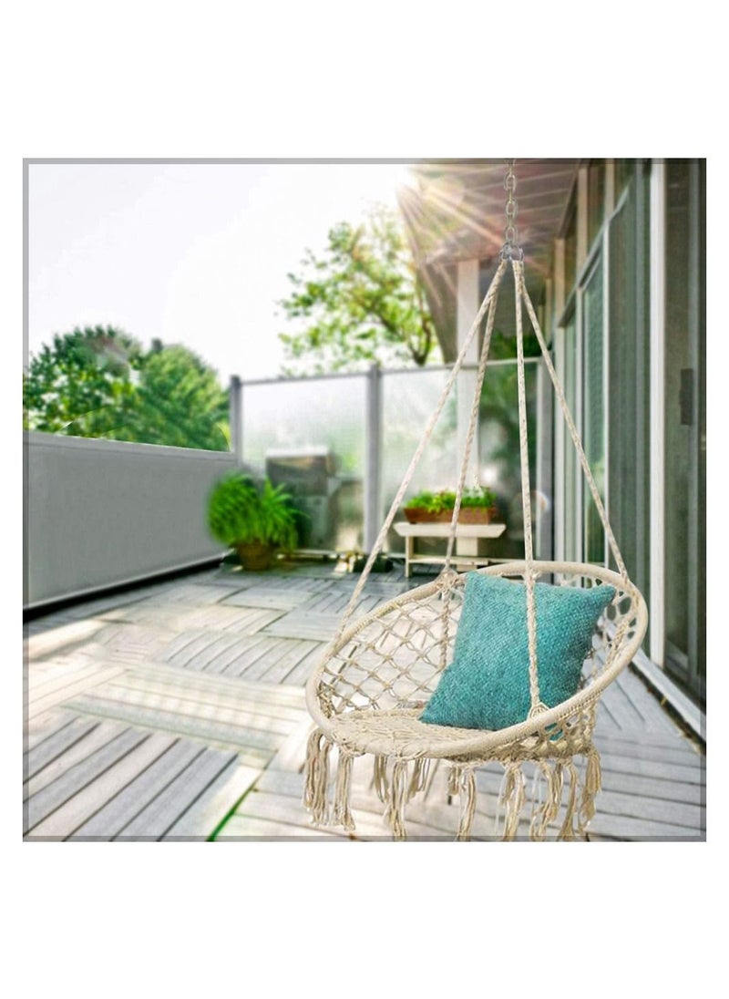Yatai - Cotton Netted Rope Round Hanging Swing Chair with cusion - Image 1