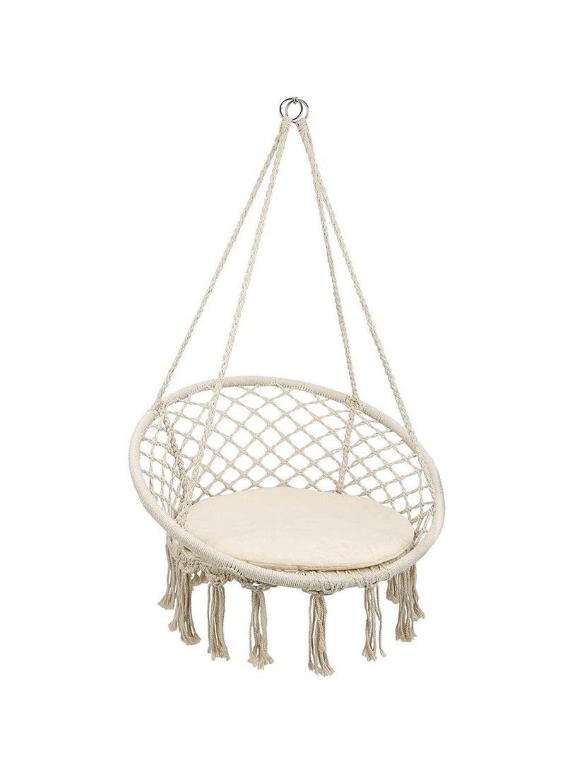 Yatai - Cotton Netted Rope Round Hanging Swing Chair with cusion - Image 1