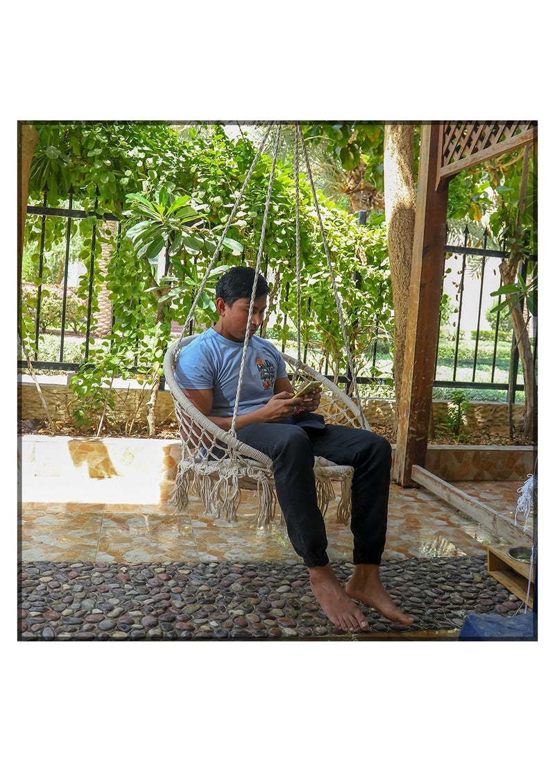 Yatai - Cotton Netted Rope Round Hanging Swing Chair with cusion - Image 1