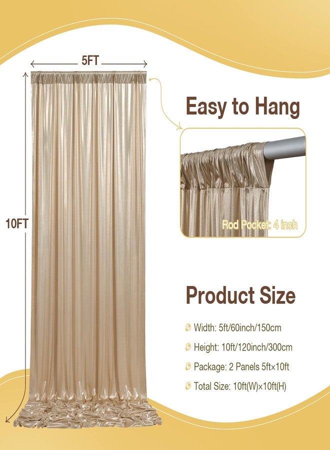NSSONBEN 10x10 ft Wrinkle Free Champagne Sequin Backdrop Curtain for Parties,Thick Not Fall-Off Glitter Backdrop Drapes,2 Panels 5x10ft Shimmer Photo Back Drop Cloth for Wedding Birthday Photography Background - Image 4