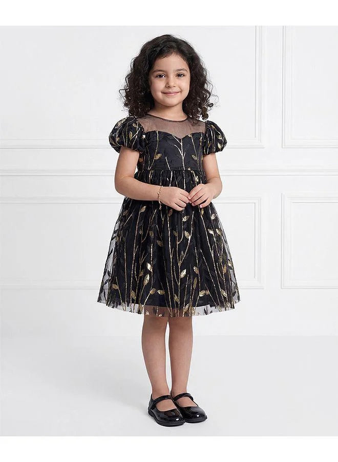 Mark & Mia Mark & Mia All Over Printed Short Sleeves Dress - Black
