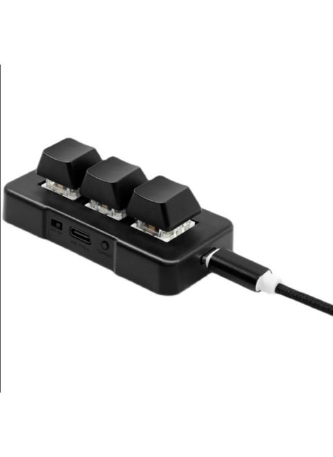 PCsensor Three-key Keypad Mini Custom Shortcut Key Macro Programming One-key Password Start Paste Copy-Color:Wired + Bluetooth