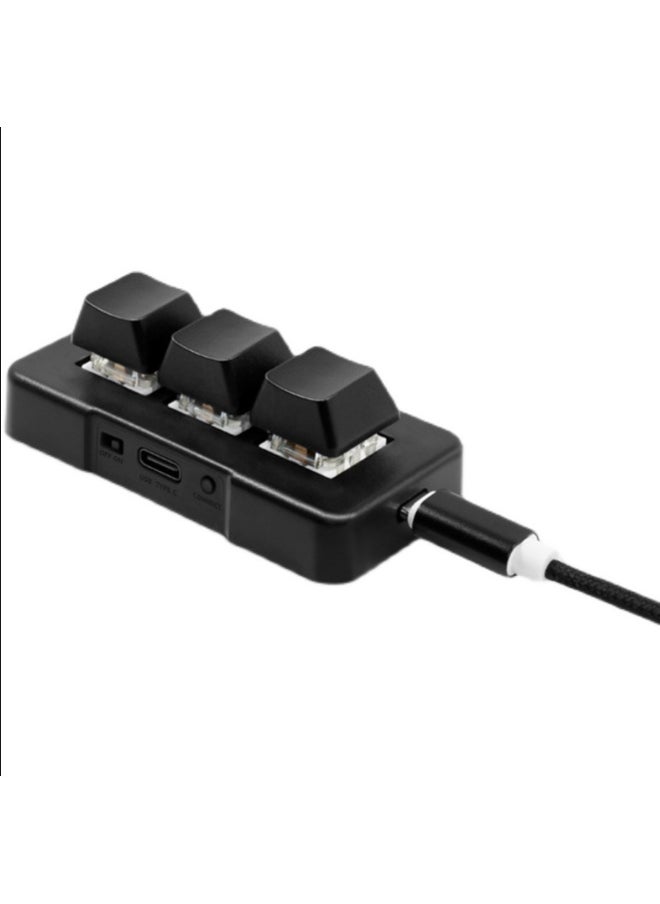 PCsensor Three-key Keypad Mini Custom Shortcut Key Macro Programming One-key Password Start Paste Copy-Color:Wired + Bluetooth