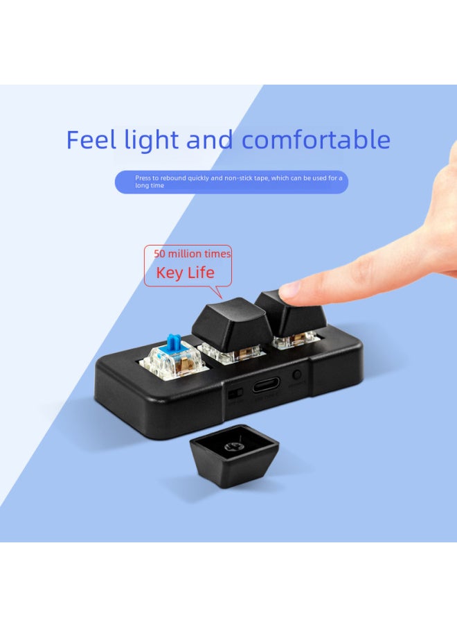 PCsensor Three-key Keypad Mini Custom Shortcut Key Macro Programming One-key Password Start Paste Copy-Color:Wired + Bluetooth