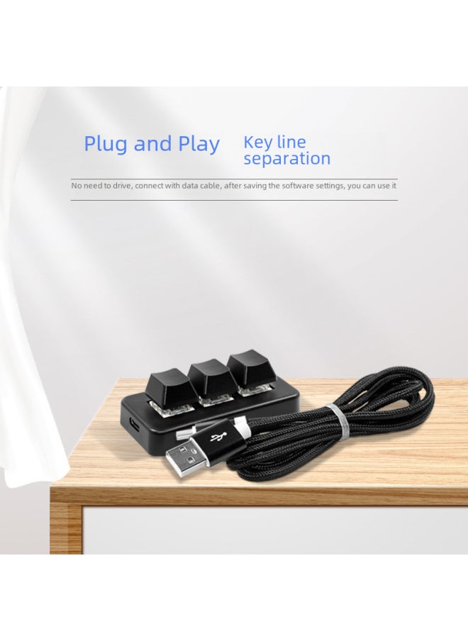 PCsensor Three-key Keypad Mini Custom Shortcut Key Macro Programming One-key Password Start Paste Copy-Color:Wired + Bluetooth
