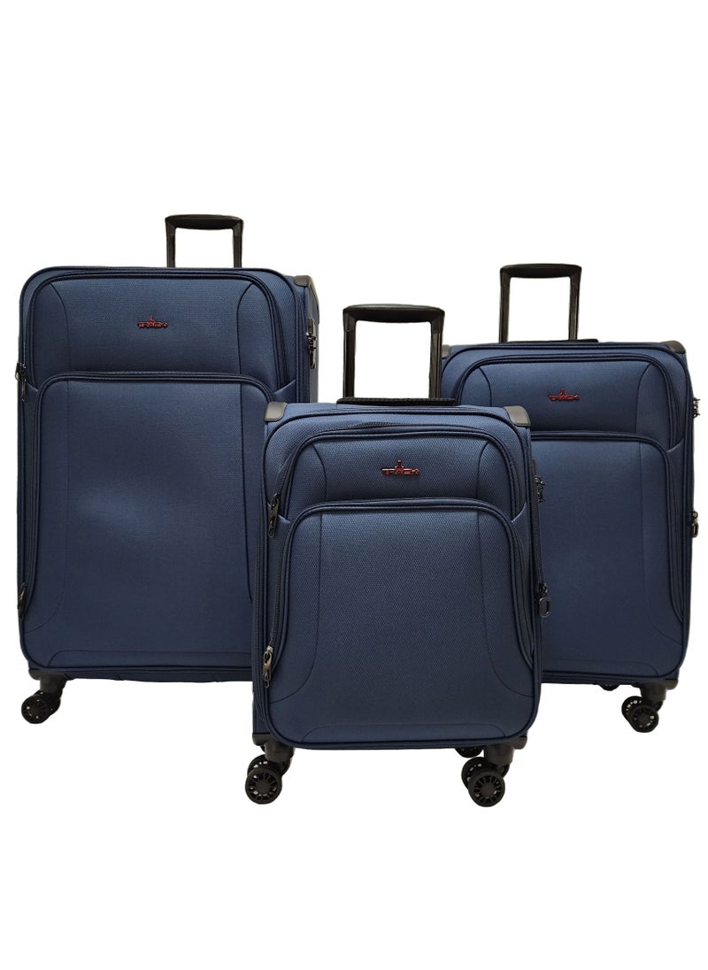 Track - Lightweight Soft Shell Luggage Set of 3 Expandable Suitcase - Trolley Bags for Travel with 4 Double Wheels & TSA Lock - Image 1