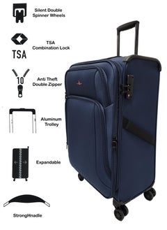 Track Lightweight Soft Shell Luggage Set of 3 Expandable Suitcase - Trolley Bags for Travel with 4 Double Wheels & TSA Lock  - Image 2