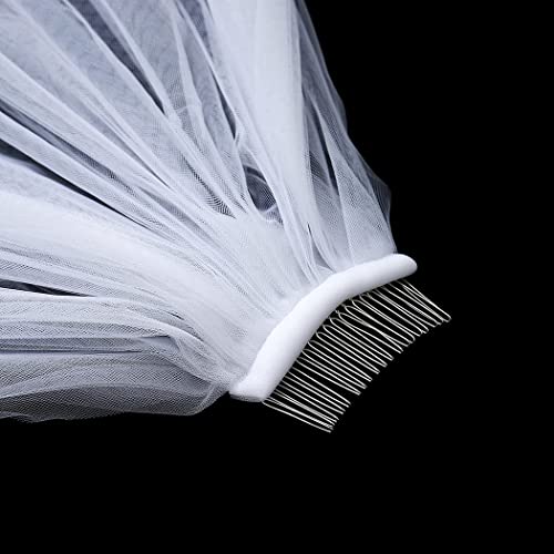Bmirth 1 Layer Bridal Wedding Veil Cathedral Long Length Lace Bride Tulle Hair Accessories With Comb for women Floral 118" Veil Headpeice (White-2) - Image 5