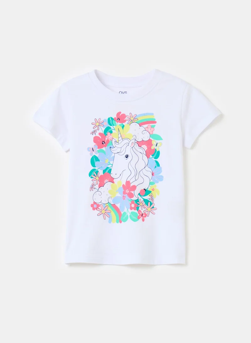 او في اس Ovs T-Shirt Prin Optical Whit